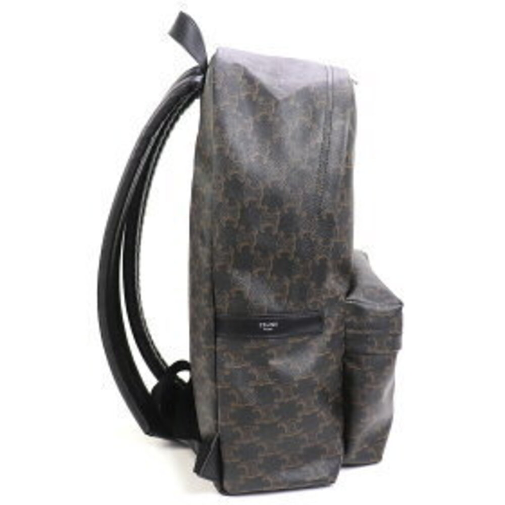 Celine Triomphe canvas calfskin backpack black coated leather - Picture 4 of 7
